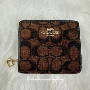 Coach Snap Wallet In Signature Chenille CCQ32 NWT